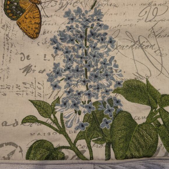 Pier 1 Embroidered Butterfly And Blue Flower Pillow Cover NO INSERT - Picture 4 of 13